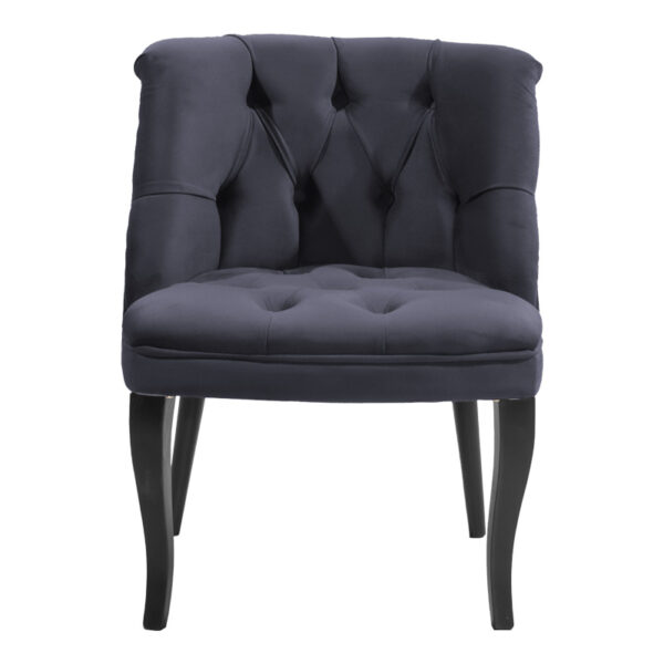 Πολυθρόνα Loreta  βελούδο ανθρακί με μαύρα πόδια 55x57x78εκ