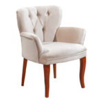 Πολυθρόνα Samara  βελούδο μπεζ με καρυδί πόδια 54x71x79εκ