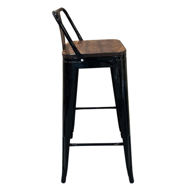 Σκαμπό Bar  Βιομηχανικού Τύπου Vintage MOLERO II Μαύρο/Καφέ Μέταλλο/Ξύλο 44x44x94cm