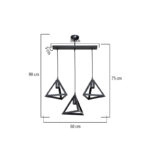 Φωτιστικό οροφής τρίφωτο Lich pp σε μαύρη απόχρωση 60x24x75εκ