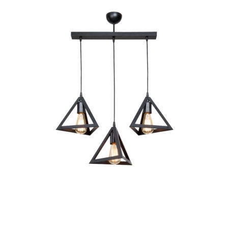 Φωτιστικό οροφής τρίφωτο Lich pakoworld pp σε μαύρη απόχρωση 60x24x75εκ