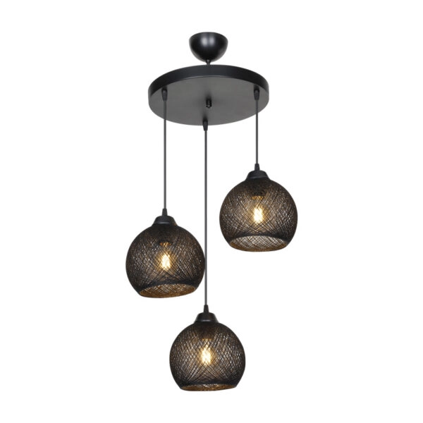 Φωτιστικό οροφής τρίφωτο PWL-0973 I Ε27 μαύρο Φ35x18εκ