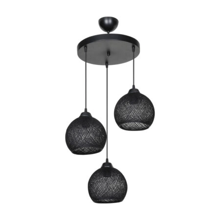 Φωτιστικό οροφής τρίφωτο PWL-0973 I pakoworld Ε27 μαύρο Φ35x18εκ