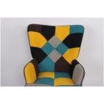 Πολυθρόνα  BRIAR Κίτρινο/Μπλε Patchwork Ύφασμα/Ξύλο 73x69x96cm