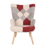 Πολυθρόνα  BRIAR Μπορντό/Γκρι Patchwork Ύφασμα/Ξύλο 73x69x96cm