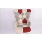 Πολυθρόνα  BRIAR Μπορντό/Γκρι Patchwork Ύφασμα/Ξύλο 73x69x96cm