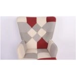 Πολυθρόνα  BRIAR Μπορντό/Γκρι Patchwork Ύφασμα/Ξύλο 73x69x96cm