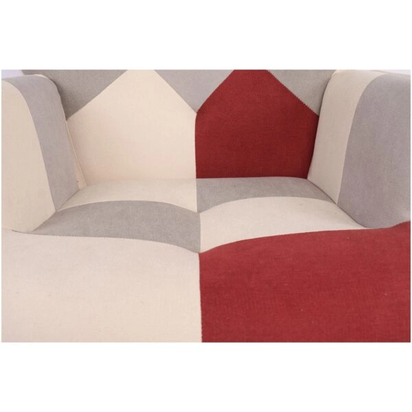 Πολυθρόνα  BRIAR Μπορντό/Γκρι Patchwork Ύφασμα/Ξύλο 73x69x96cm