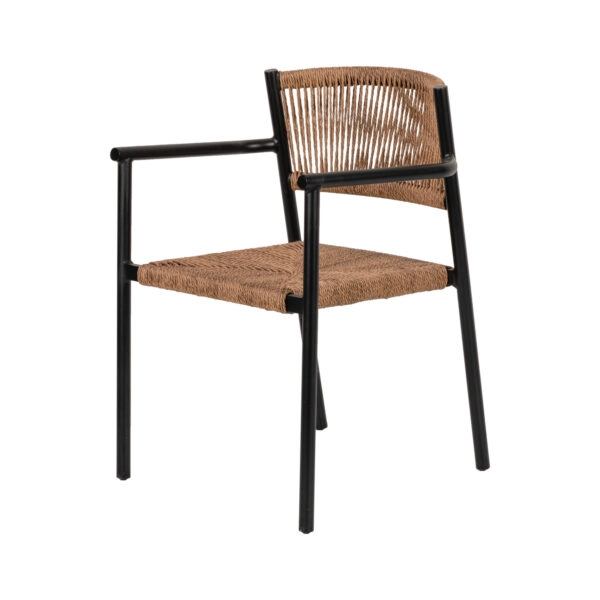Πολυθρόνα Κήπου  INGA Μαύρο/Φυσικό Αλουμίνιο/Rattan 55.5x50x77.5cm