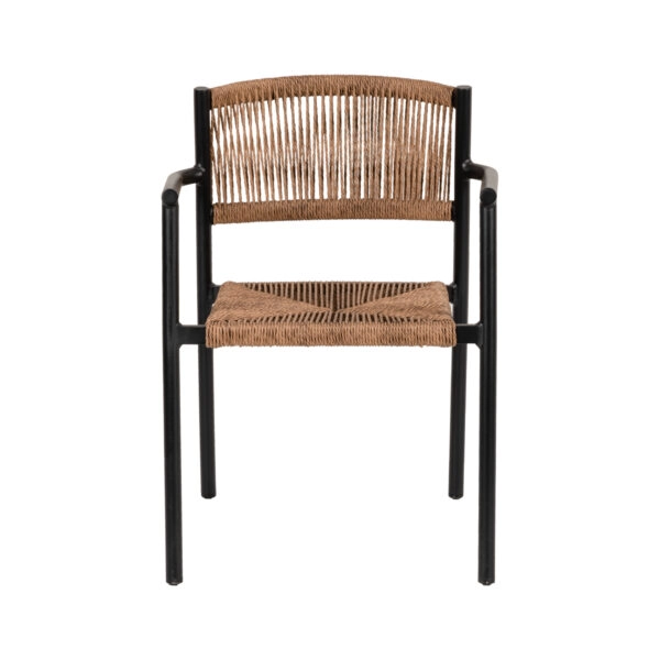 Πολυθρόνα Κήπου  INGA Μαύρο/Φυσικό Αλουμίνιο/Rattan 55.5x50x77.5cm