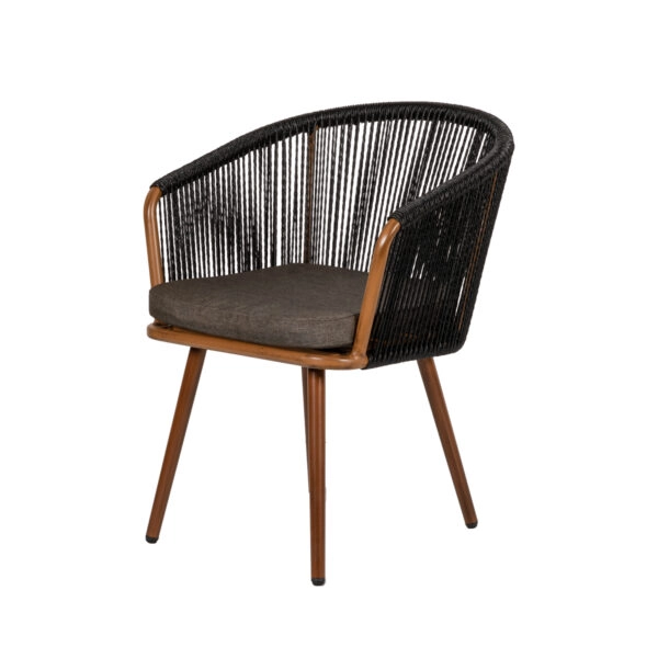 Πολυθρόνα Κήπου  LOFOI Μαύρο/Καφέ Αλουμίνιο/Rattan 60x62x81cm