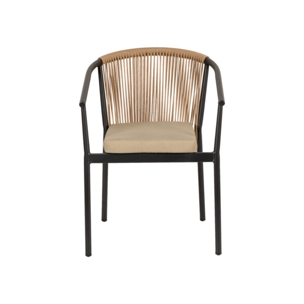 Πολυθρόνα Κήπου  MANDRAKA Μαύρο/Φυσικό Αλουμίνιο/Rattan 57x61x78cm