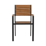 Πολυθρόνα Κήπου  OUZOUD Γκρι/Καρυδί Αλουμίνιο/Ξύλο 57x57x84cm