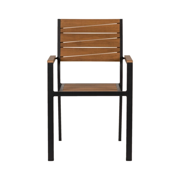 Πολυθρόνα Κήπου  OUZOUD Γκρι/Καρυδί Αλουμίνιο/Ξύλο 57x57x84cm