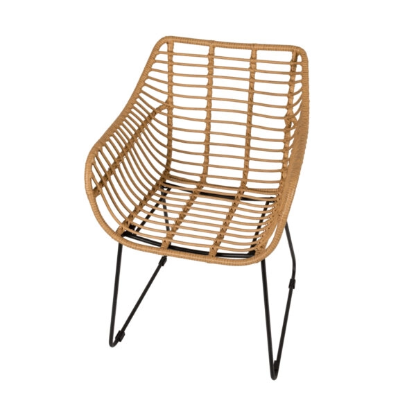 Πολυθρόνα Κήπου  KALAMBO Φυσικό/Μαύρο Αλουμίνιο/Rattan 56x57x81cm