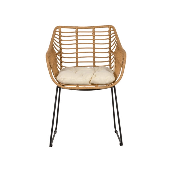 Πολυθρόνα Κήπου  KALAMBO Φυσικό/Μαύρο Αλουμίνιο/Rattan 56x57x81cm