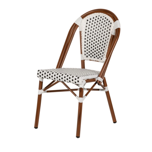 Καρέκλα Κήπου  MUTARAZI Λευκό/Μαύρο Αλουμίνιο/Rattan 50x57x85cm