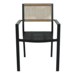 Πολυθρόνα Κήπου  HORUS Μαύρο/Καφέ Αλουμίνιο/Rattan 56x58x83cm