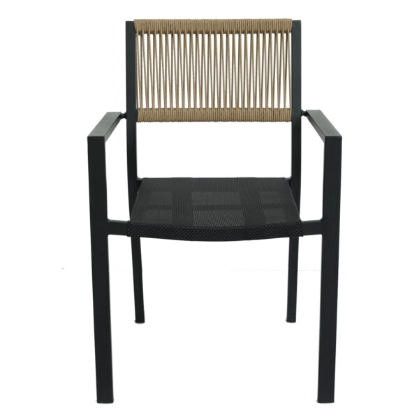 Πολυθρόνα Κήπου  HORUS Μαύρο/Καφέ Αλουμίνιο/Rattan 56x58x83cm