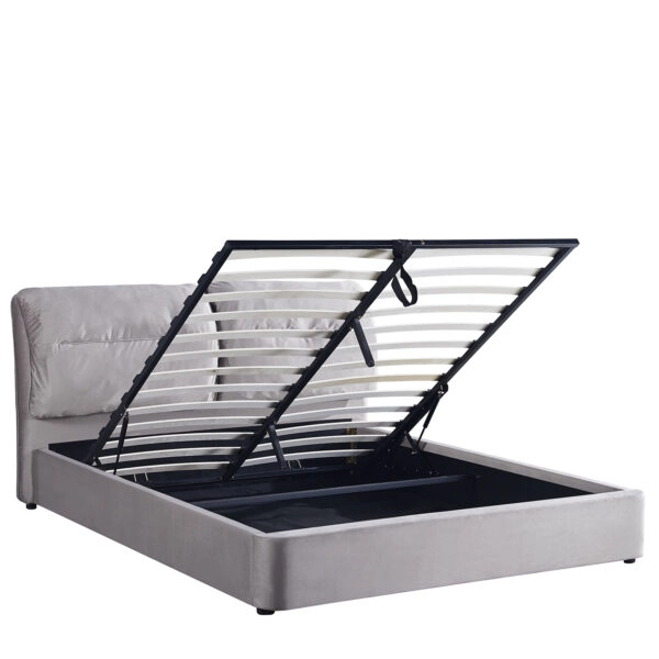 Κρεβάτι Διπλό  ACAENA Γκρι Βελούδο (Στρώμα 160x200cm)