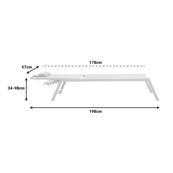 Ξαπλώστρα Kiara  αλουμίνιο λευκό-textilene μπεζ