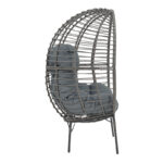 Πολυθρόνα Nestie   wicker rattan γκρι-μεταλλικό γκρι πόδι-γκρι μαξιλάρι 102x80x155εκ