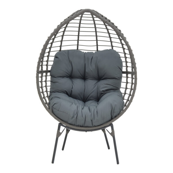 Πολυθρόνα Nestie   wicker rattan γκρι-μεταλλικό γκρι πόδι-γκρι μαξιλάρι 102x80x155εκ
