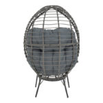 Πολυθρόνα Nestie   wicker rattan γκρι-μεταλλικό γκρι πόδι-γκρι μαξιλάρι 102x80x155εκ