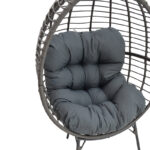 Πολυθρόνα Nestie   wicker rattan γκρι-μεταλλικό γκρι πόδι-γκρι μαξιλάρι 102x80x155εκ