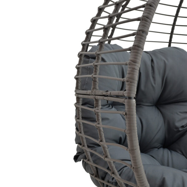 Πολυθρόνα Nestie   wicker rattan γκρι-μεταλλικό γκρι πόδι-γκρι μαξιλάρι 102x80x155εκ