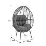 Πολυθρόνα Nestie   wicker rattan γκρι-μεταλλικό γκρι πόδι-γκρι μαξιλάρι 102x80x155εκ