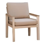 Σαλόνι κήπου Fashionable  σετ 4τμχ ύφασμα μπεζ-λευκό αλουμίνιο-plywood σε φυσική απόχρωση