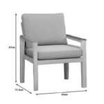 Σαλόνι κήπου Fashionable  σετ 4τμχ ύφασμα μπεζ-λευκό αλουμίνιο-plywood σε φυσική απόχρωση