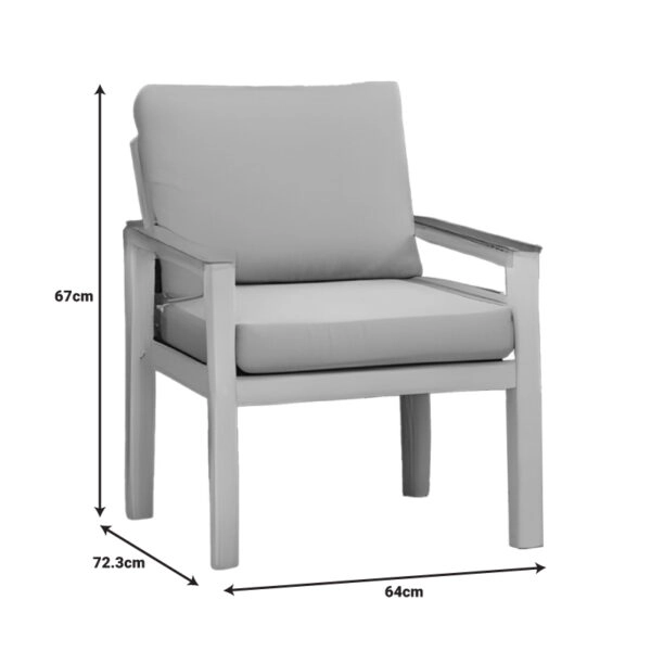 Σαλόνι κήπου Fashionable  σετ 4τμχ ύφασμα μπεζ-λευκό αλουμίνιο-plywood σε φυσική απόχρωση