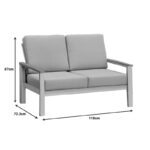 Σαλόνι κήπου Fashionable  σετ 4τμχ ύφασμα μπεζ-λευκό αλουμίνιο-plywood σε φυσική απόχρωση