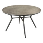 Τραπέζι Appa  αλουμίνιο και plywood σε ανθρακί απόχρωση Φ120x74εκ