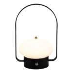Επιτραπέζιο Φωτιστικό LED Φορητό BARCELONA Με Κουδούνι Ρεσεψιόν/Καλέσματος Μαύρο/Λευκό Μέταλλο/Πλαστικό 13x11x