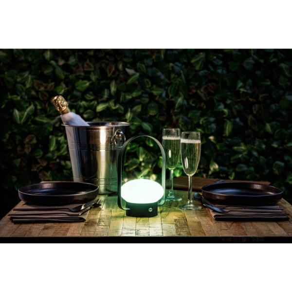 Επιτραπέζιο Φωτιστικό LED Φορητό BARCELONA Με Κουδούνι Ρεσεψιόν/Καλέσματος Μαύρο/Λευκό Μέταλλο/Πλαστικό 13x11x