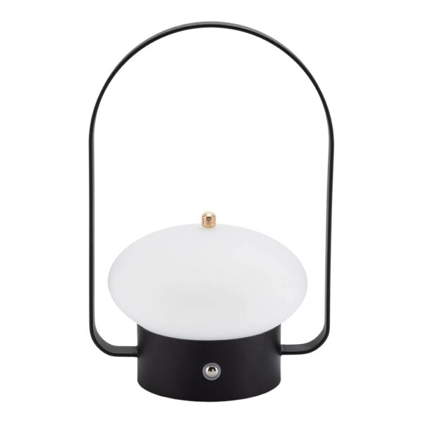 Επιτραπέζιο Φωτιστικό LED Φορητό BARCELONA Με Κουδούνι Ρεσεψιόν/Καλέσματος Μαύρο/Λευκό Μέταλλο/Πλαστικό 13x11x