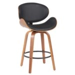 Σκαμπό Bar ArteLibre LYRIAN Μαύρο/Καφέ Ξύλο/PU 52x55x107cm