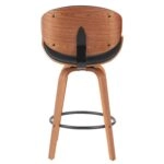 Σκαμπό Bar ArteLibre LYRIAN Μαύρο/Καφέ Ξύλο/PU 52x55x107cm