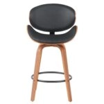 Σκαμπό Bar ArteLibre LYRIAN Μαύρο/Καφέ Ξύλο/PU 52x55x107cm