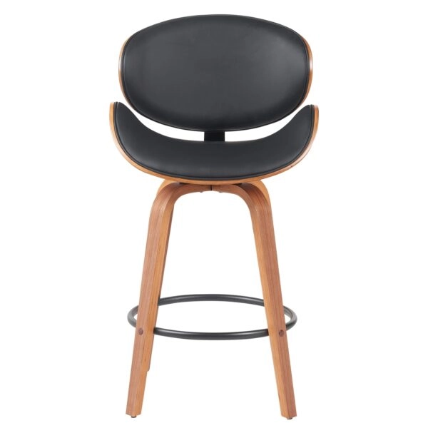 Σκαμπό Bar ArteLibre LYRIAN Μαύρο/Καφέ Ξύλο/PU 52x55x107cm