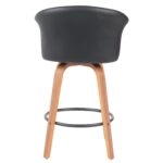 Σκαμπό Bar ArteLibre CASSIAN Μαύρο/Καφέ Ξύλο/PU 50x50x103cm