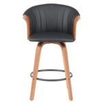 Σκαμπό Bar ArteLibre CASSIAN Μαύρο/Καφέ Ξύλο/PU 50x50x103cm