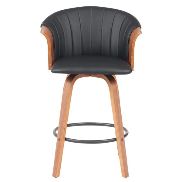 Σκαμπό Bar ArteLibre CASSIAN Μαύρο/Καφέ Ξύλο/PU 50x50x103cm