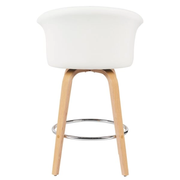 Σκαμπό Bar ArteLibre CASSIAN Λευκό/Φυσικό Ξύλο/PU 50x50x103cm