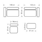 Πολυμορφικός-αναστρέψιμος καναπές London  ποντικί χρώμα ύφασμα με μαξιλάρια σε απόχρωση ανοιχτό γκρι 296x246x95εκ