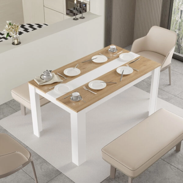 Τραπέζι Sepen  σε φυσική-λευκή απόχρωση 140x80x74εκ