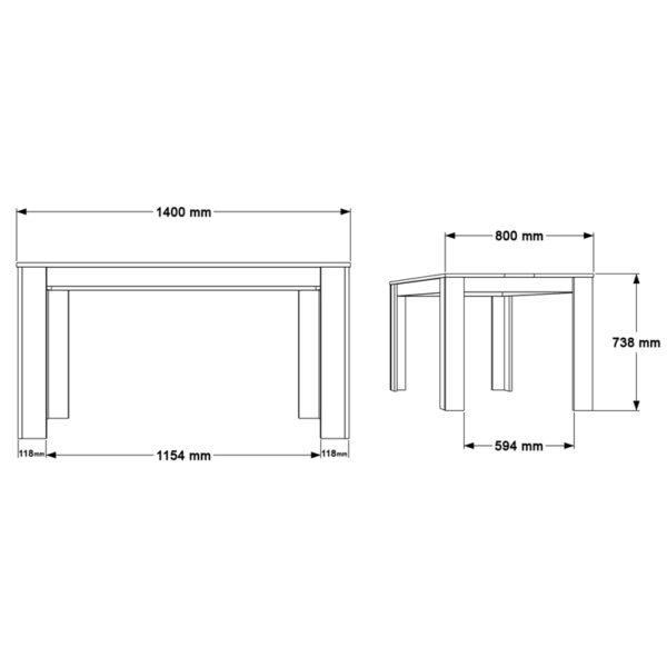 Τραπέζι Sepen  σε φυσική-λευκή απόχρωση 140x80x74εκ
